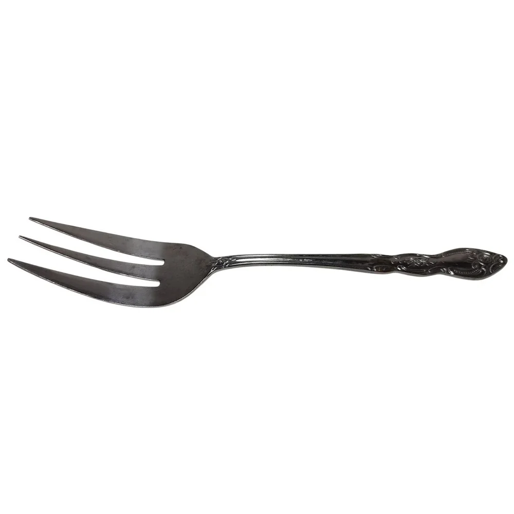 Rogers Stainless Steel Serving Fork Floral Pattern Made In Korea‎ Eight Inches
